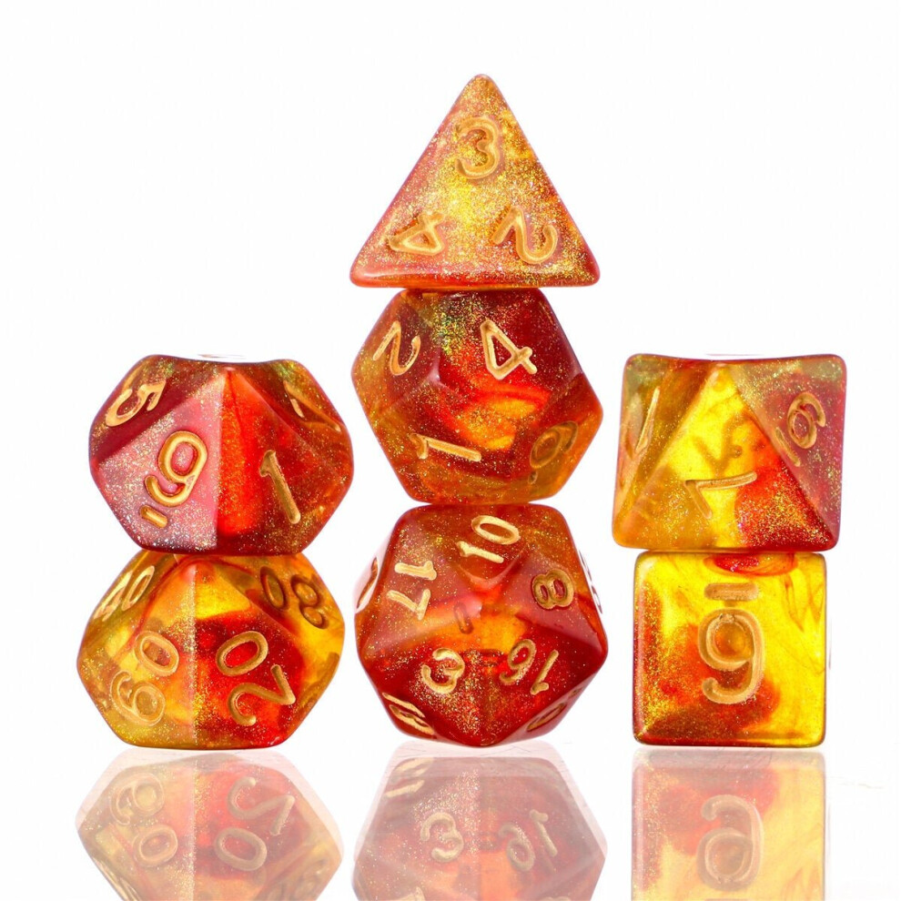 (F) 3/7Pcs Polyhedral Dices For Dungeons Dragons Games D20 D12 D10 D8 D6 D4 + Pouch