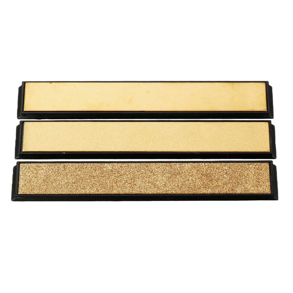 3Pcs Titanium Coated Diamond Knife Sharpener 80 600 1000 Grit Angle Sharpening Stone Whetstone Bar with Base