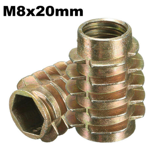 5Pcs M8x20mm Hex Drive Screw In Threaded Insert For Wood Type E 2