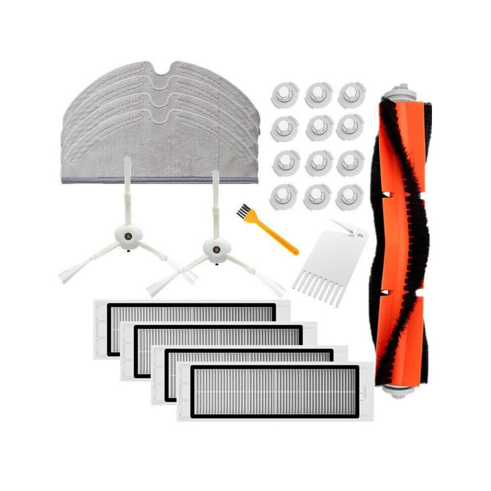 25PCS Main Side Brush HEPA Filters Comb Cleaning Tool Water Tank Filters Mop Cloth for Roborock Vacuum Cleaner Replacements Kit