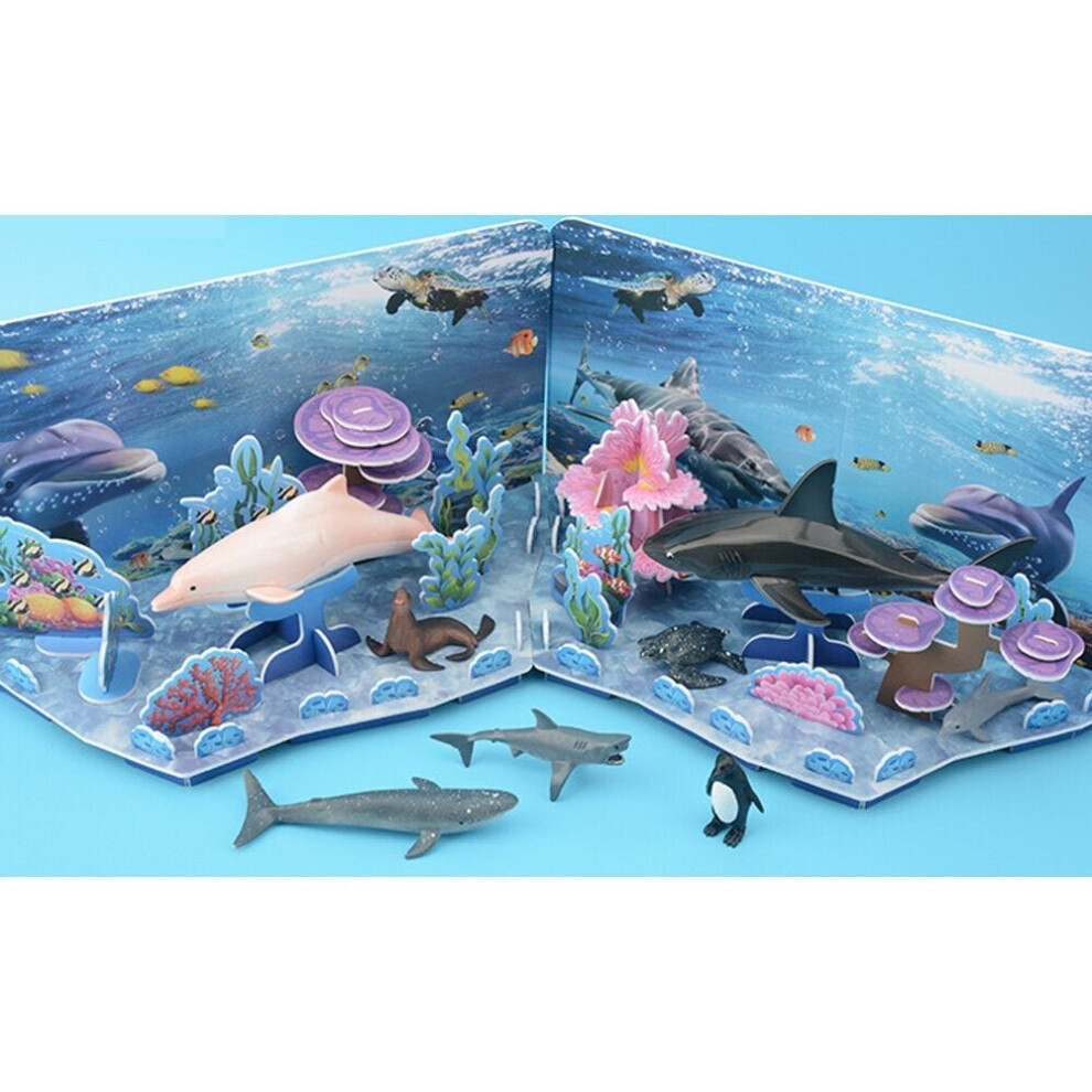 Magnetic Shark Animal 3D Three-dimensional DIY Assemble Puzzle Underwater World Scene Early Education Animal Model Toy for Kids Gift