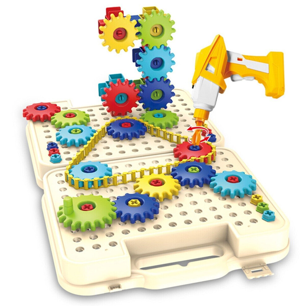 222 Pcs Multi-color 3D DIY Hand-make Assemble Drill Gear Multi-shape Building Blocks Puzzle Educational Toy Set for Kids Gift