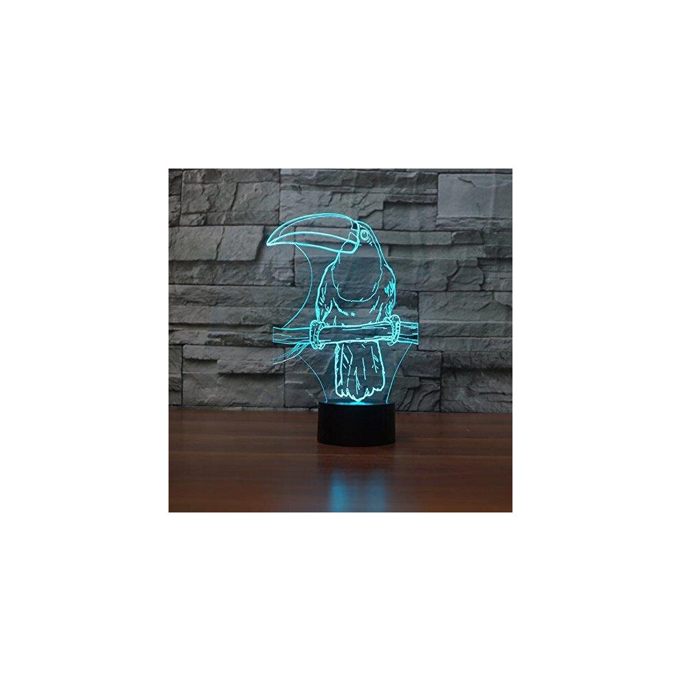 (Parrot 3554 - Lamp) 3D Illusion LED Night Light Custom Lamps Kids Gift