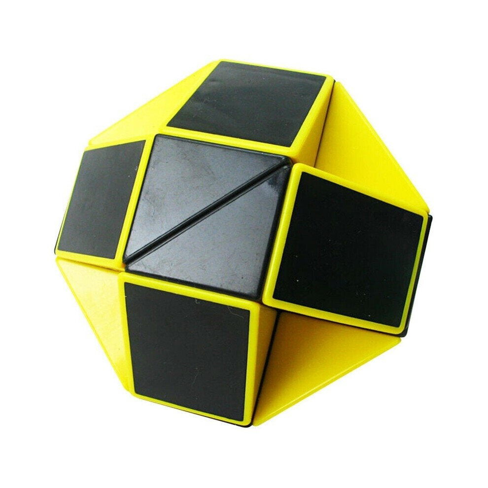 (Black Yellow) Original Speed Magic Cube Snake Puzzle Ruler Twist 24 Blocks Educational Funny Toys For Children