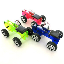 (Red) DIY Solar Powered Car Physics Experiment Science and Technology Puzzle Toy Kit