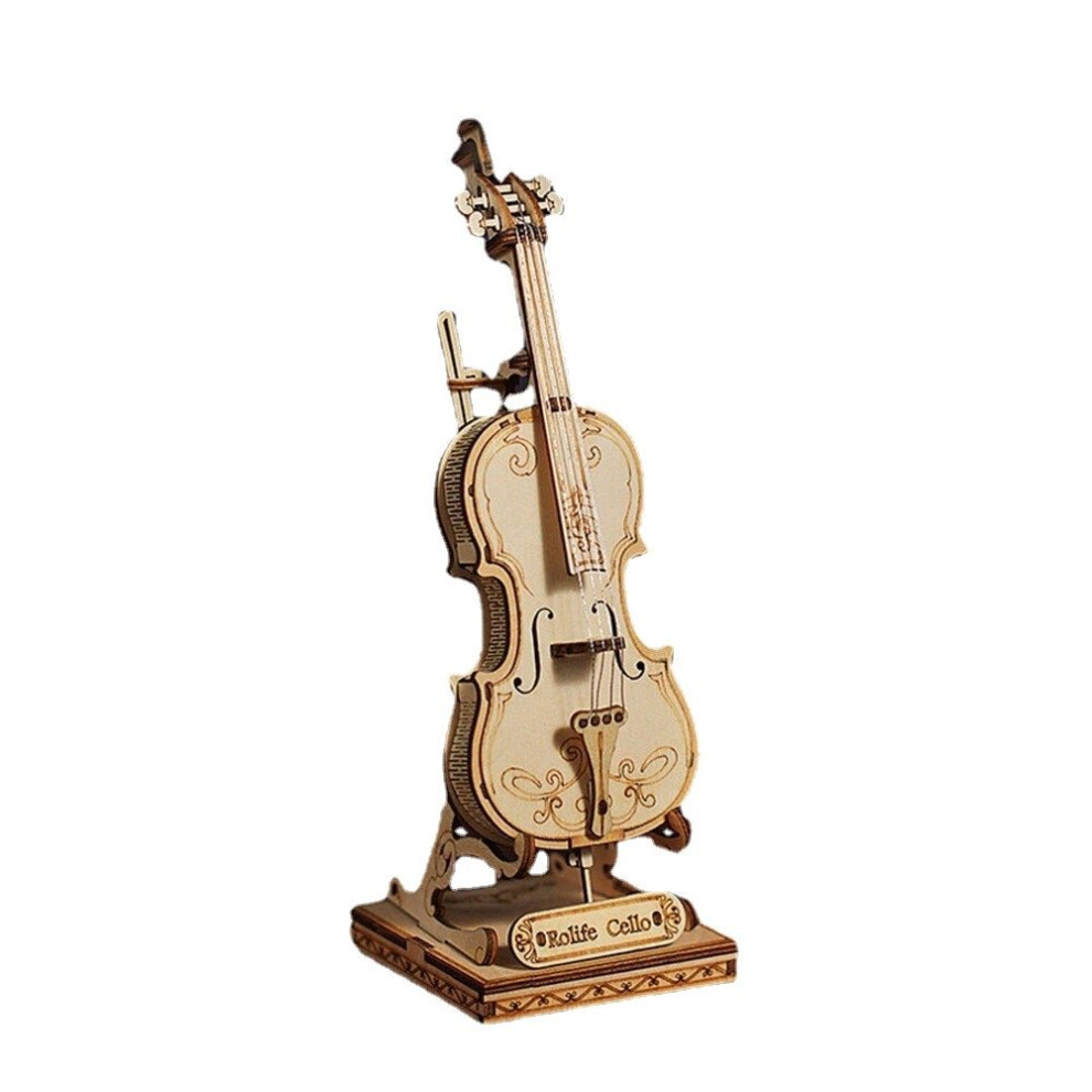 (Cello) DIY 3D Puzzle Wooden Musical Instrument Model Decompression Hand-assembled for Birthday Gift Toys