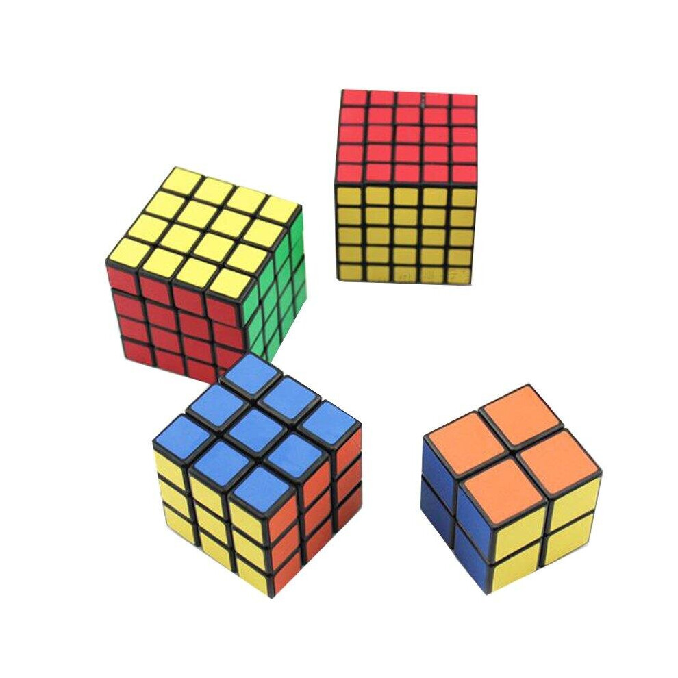 4PCS Classic Magic Cube Toys Set 2x2x2 and 3x3x3 4x4x4 and 5x5x5 PVC Sticker Block Puzzle Speed Cube