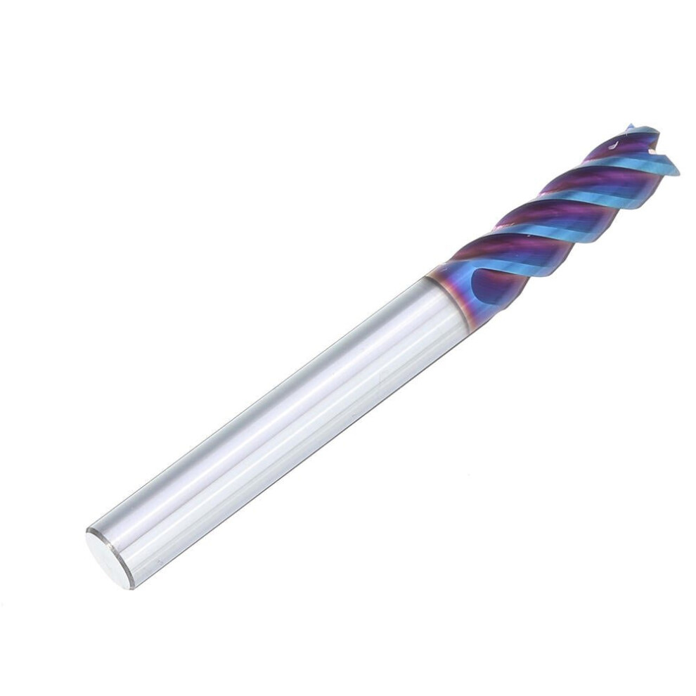 (6mm) D4/5/6/8/10mm HRC60 4 Flutes L75mm Blue NACO Coated Tungsten Carbide Milling Cutter CNC Tool