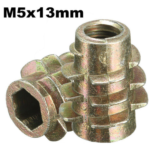 5Pcs M5x13mm Hex Drive Screw In Threaded Insert For Wood Type E 2