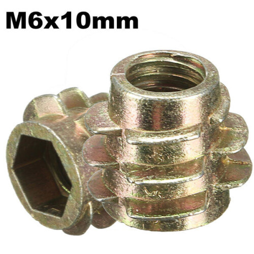5Pcs M6x10mm Hex Drive Screw In Threaded Insert For Wood Type E 2