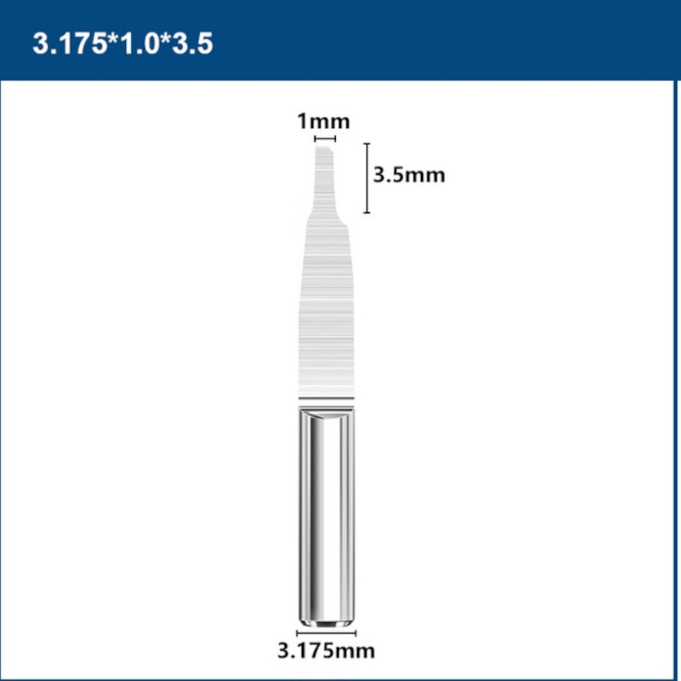 (1.0mm) 10Pcs 3.175mm Shank V-shape PCB Engraving Drill Bit Single Grooving Flat Bottom 0.8-3mm CNC Router Mill Carbide Milling Cutter Tool