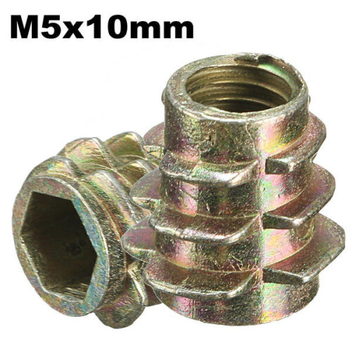 5Pcs M5x10mm Hex Drive Screw In Threaded Insert For Wood Type E 2