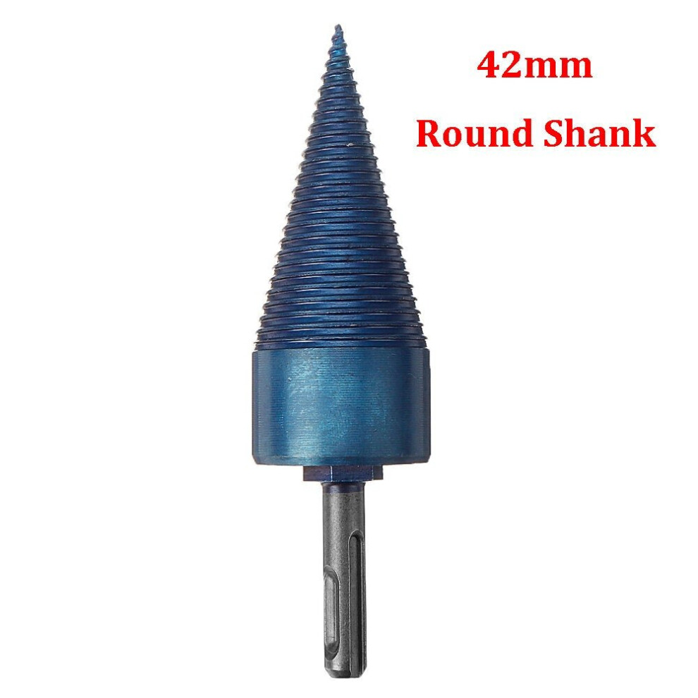 (42mm Round Shank) 32/42mm Nano Blue Coated HSS Round/Square/Hex Shank Firewood Drill Bit Splitter Wood Split Cone For Tree Cutting