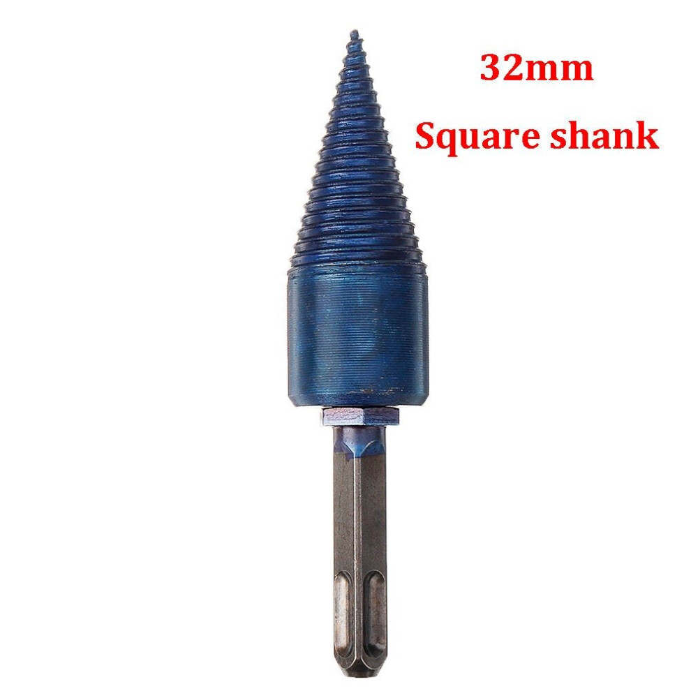 (32mm Square Shank) 32/42mm Nano Blue Coated HSS Round/Square/Hex Shank Firewood Drill Bit Splitter Wood Split Cone For Tree Cutting