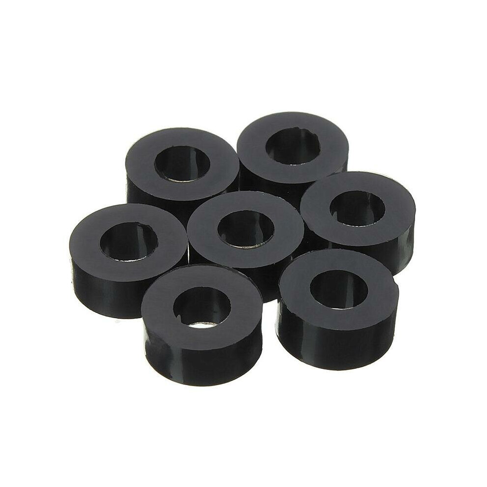 (15mm) 200Pcs Flat Nylon Washer Black Round Spacer Washer Standoff Fastener Hardware 7*3*L