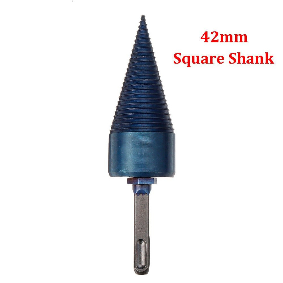 (42mm Square Shank) 32/42mm Nano Blue Coated HSS Round/Square/Hex Shank Firewood Drill Bit Splitter Wood Split Cone For Tree Cutting