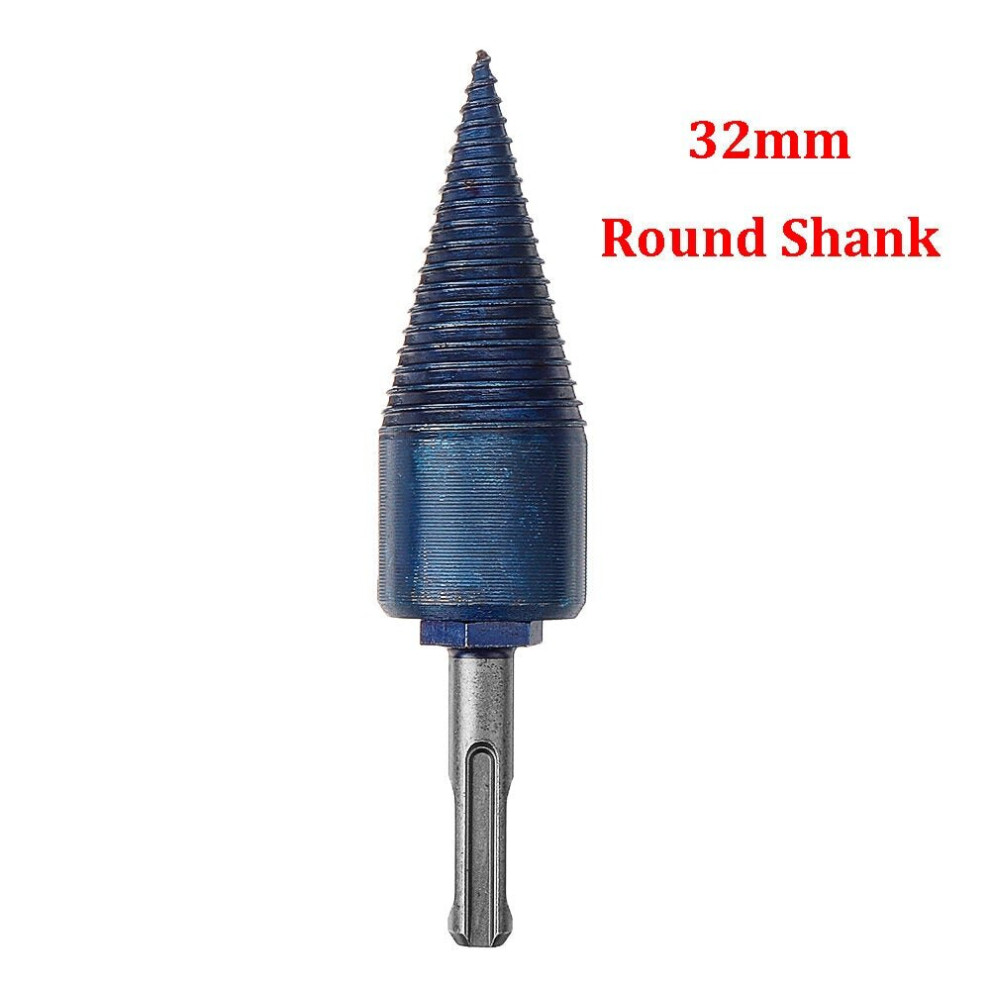 (32mm Round Shank) 32/42mm Nano Blue Coated HSS Round/Square/Hex Shank Firewood Drill Bit Splitter Wood Split Cone For Tree Cutting