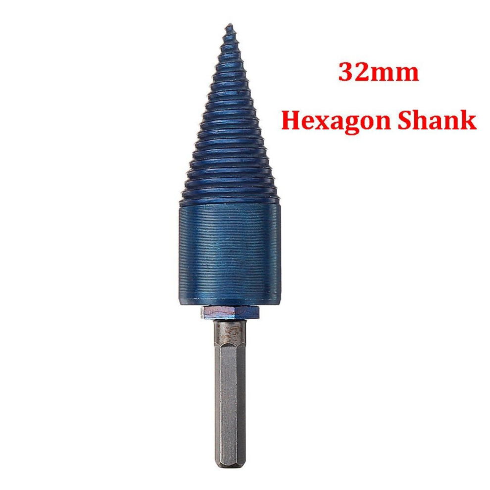 (32mm Hex Shank) 32/42mm Nano Blue Coated HSS Round/Square/Hex Shank Firewood Drill Bit Splitter Wood Split Cone For Tree Cutting