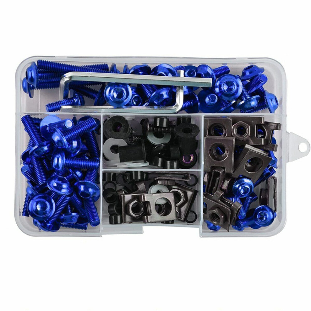 177Pcs/Set Cnc Alloy M6 M5 Fairing Bolts Kit Bodywork Screws Nut For Motorcycle Blue 3654659460363