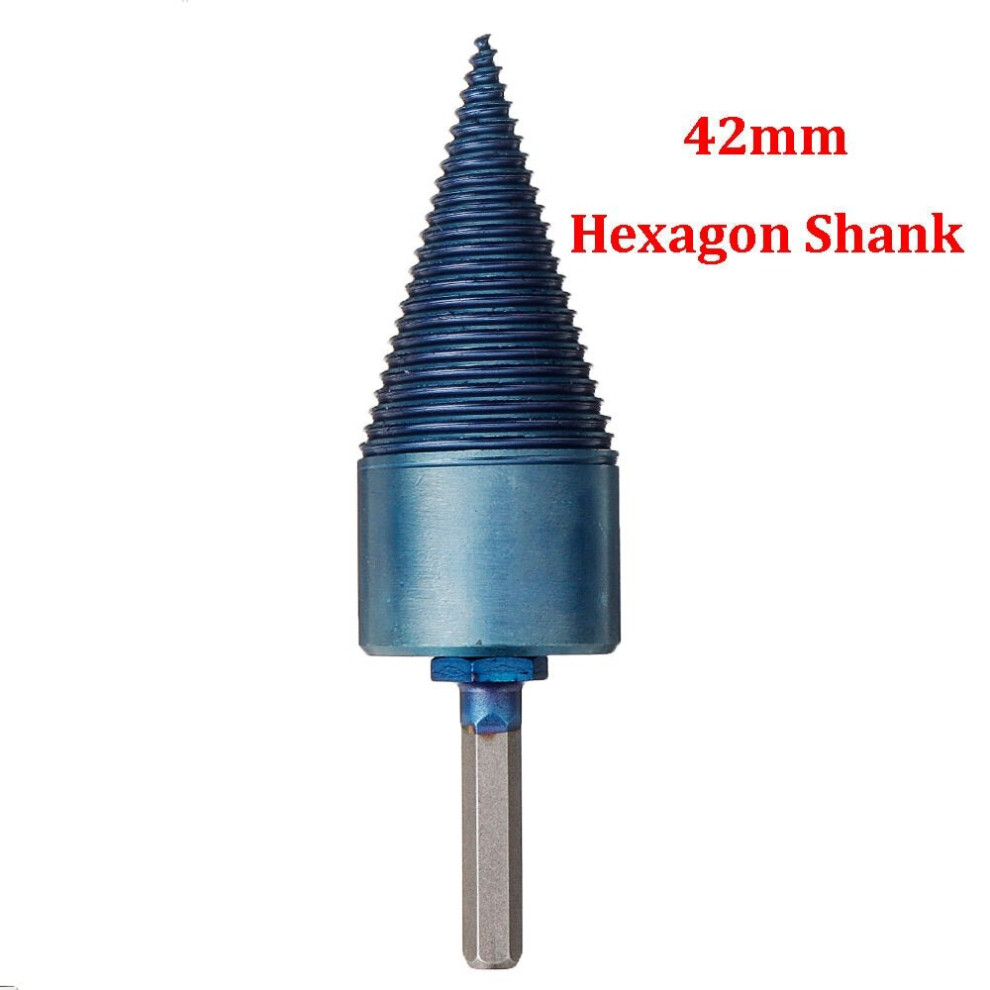 (42mm Hex Shank) 32/42mm Nano Blue Coated HSS Round/Square/Hex Shank Firewood Drill Bit Splitter Wood Split Cone For Tree Cutting