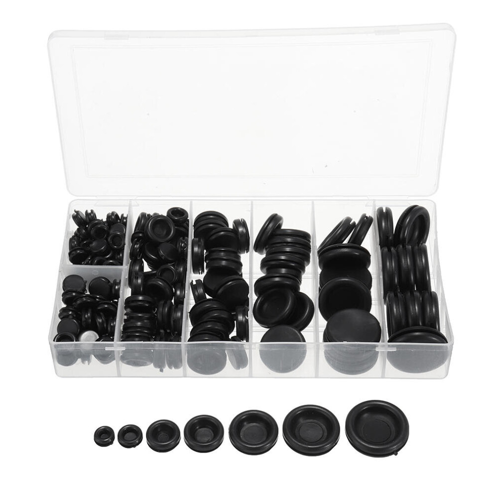 170Pcs Rubber Sealing Ring Black Grommets Gasket Assortment Kit O Ring With Plastic Box 3654659460318