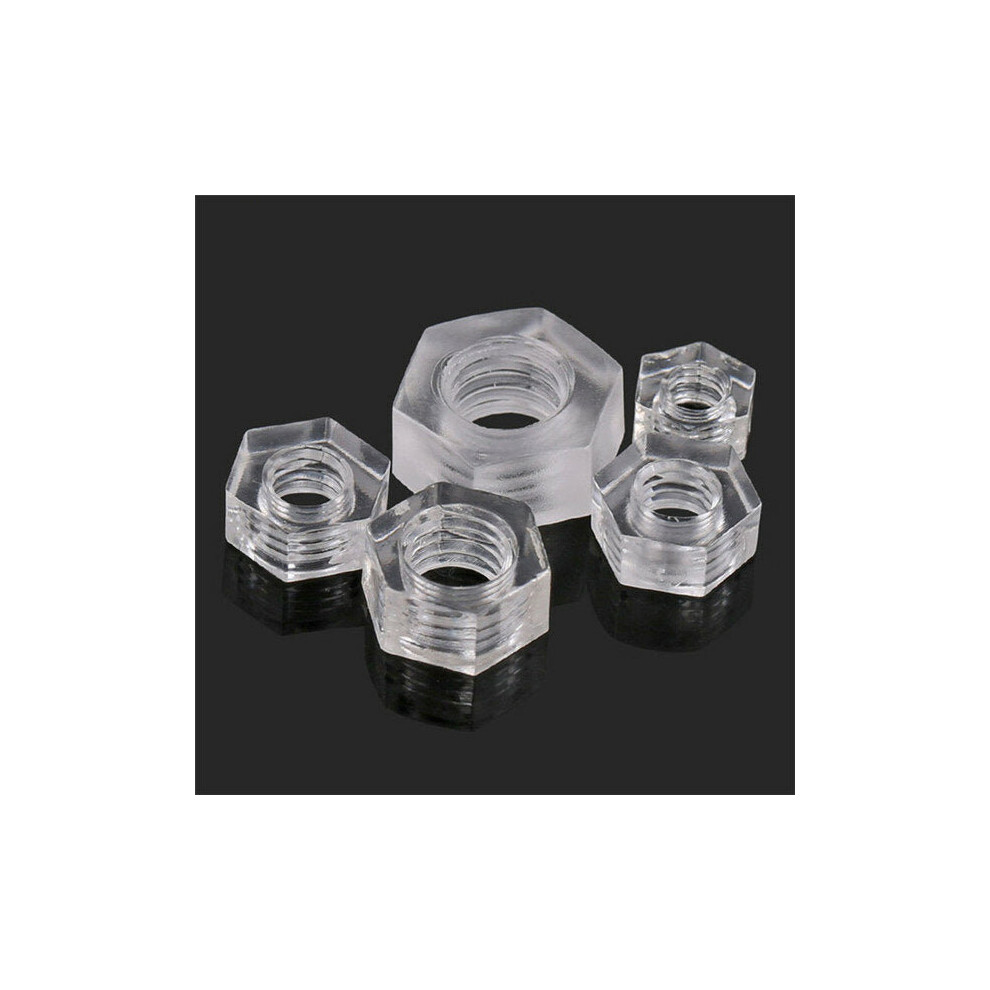 (M6) 50Pcs Transparent Acrylic Nuts Hex Plastic Nut Washer Hexagonal Lock Nuts M2 M3 M4 M5