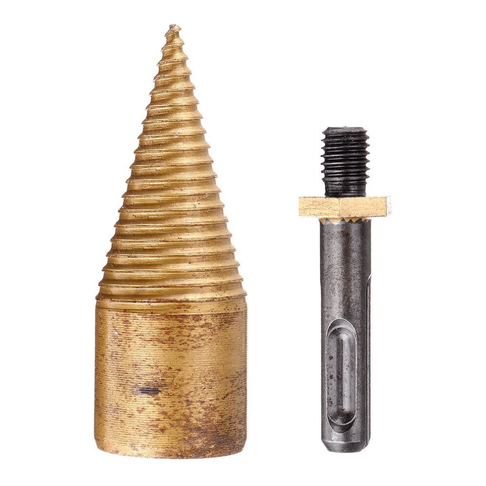 (32Mm Round Shank) 32/42Mm Titanium Coated Hss Firewood Splitter Drill Bit Wood Drilling Tools Chopper Breakers 3654659270450