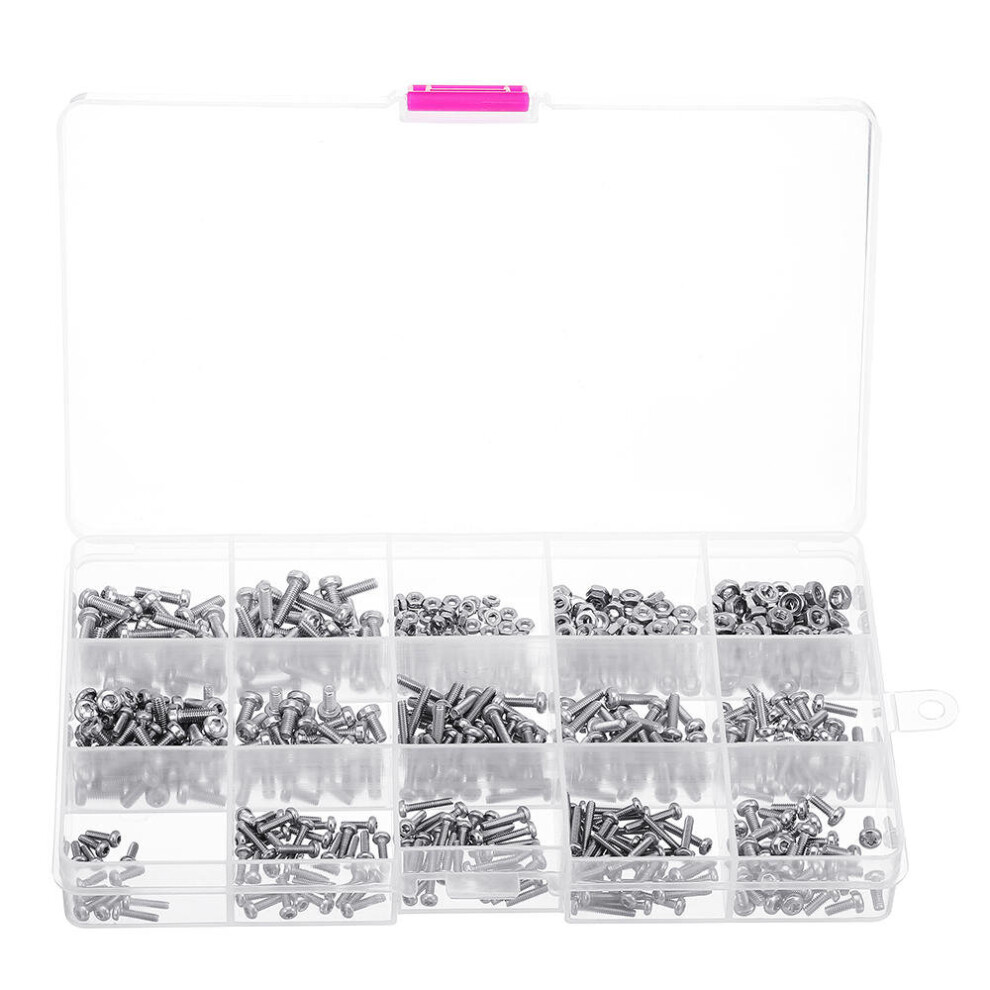 480Pcs M2/M2.5/M3 Torx Machine Screw 304 Stainless Steel Pan Head Bolt Nut Assortment