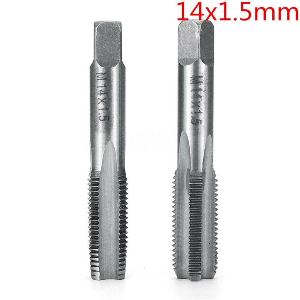 (14mm) 2pcs M12-M20 1.5mm Pitch High Speed HSS Right Hand Straight Fine Screw Tap Metric Tool