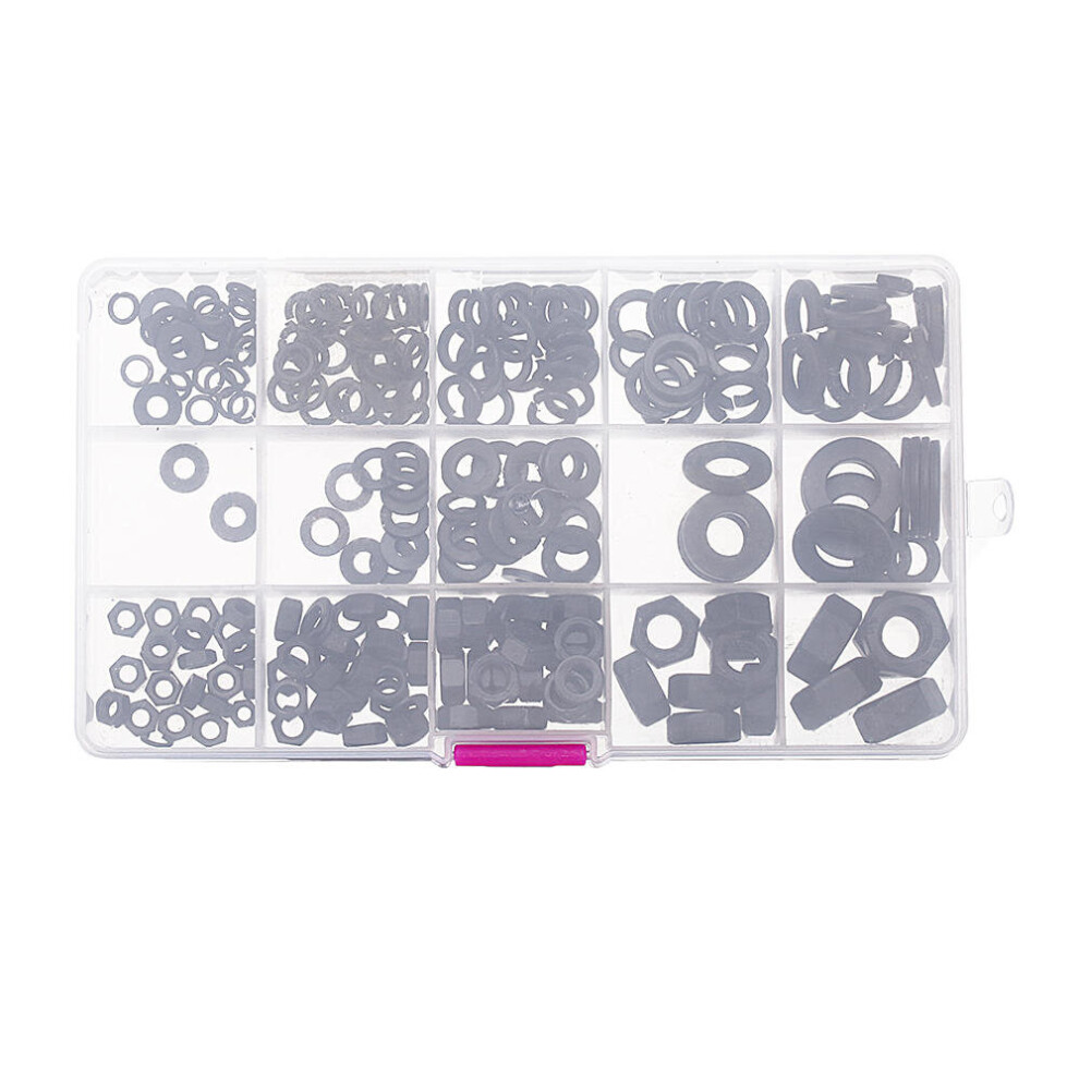 231Pcs Hex Nut Flat Washer Spring Lock Washer Carbon Steel M4/M5/M6/M8/M10 Assortment