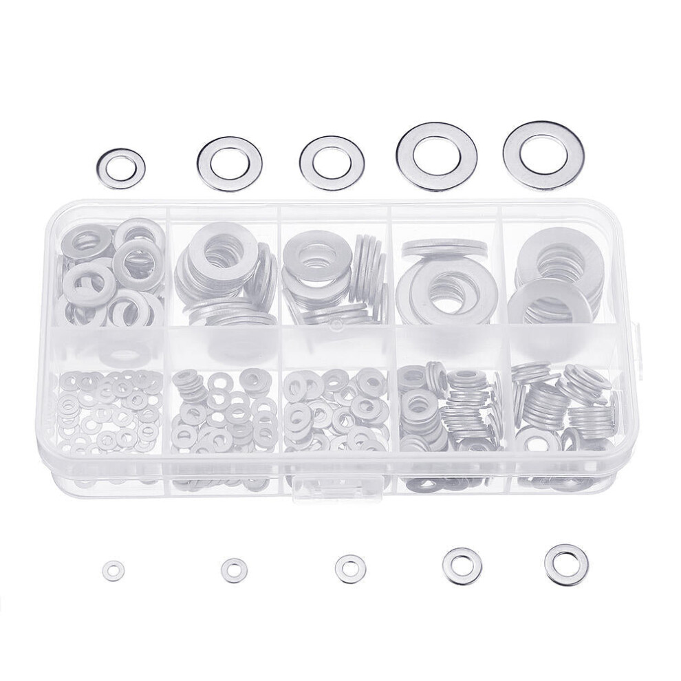 400Pcs Stainless Steel Flat Washer Assortment Set M2/2.5/3/4/5/6/8/10