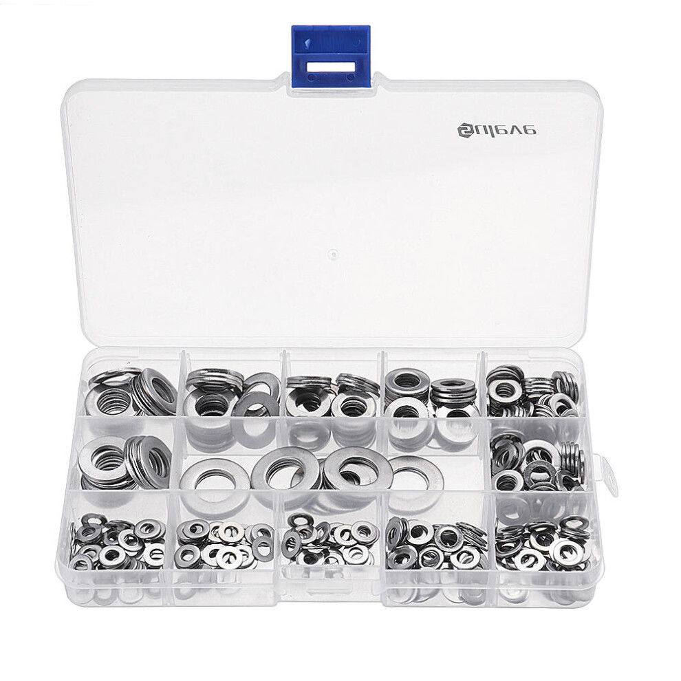 395Pcs Stainless Steel Form A Flat Washer Assortment Kit M4/M5/M6/M8/M10/M12