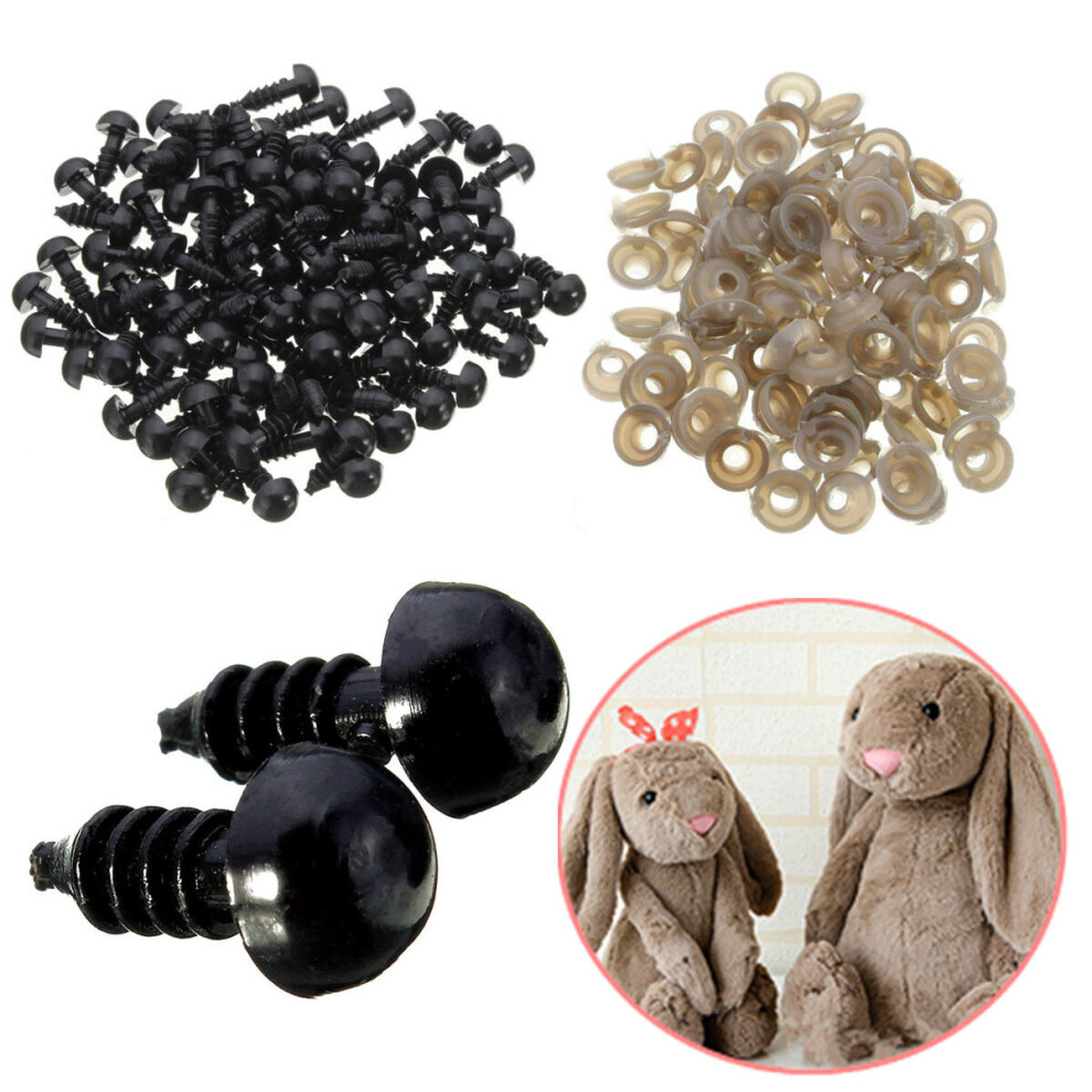 100Pcs Toys Eyes Washers Black Plastic Safety Eyes For Teddy Bear Doll Animal Puppet Crafts Accessories