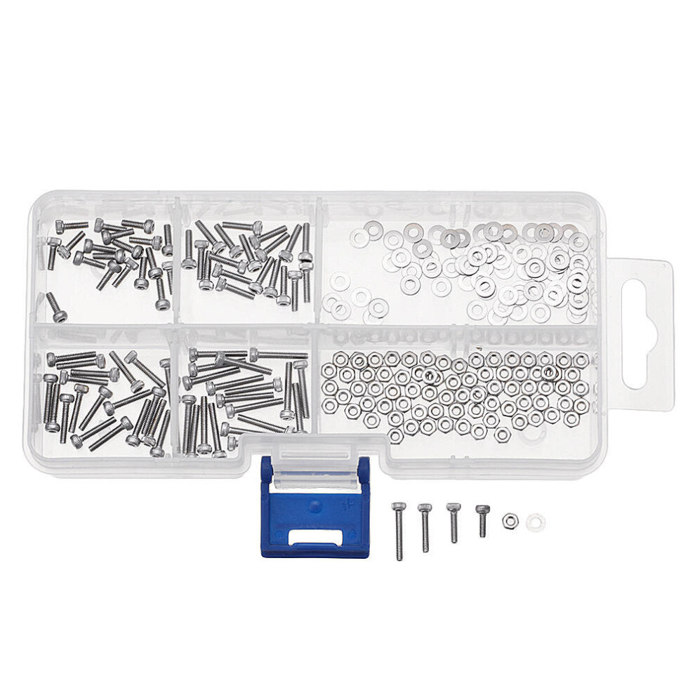 240Pcs M2 Hex Socket Cap Head Screw 304 Stainless Steel Washer Nut Assortment 3654659463319