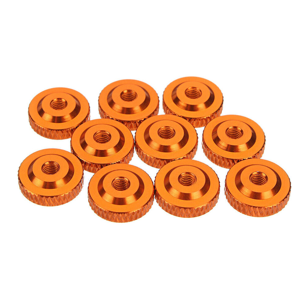 (Orange) 10Pcs M3 Knurled Thumb Nut w/ Collar Screw Spacer Washer Aluminum Alloy Multicolor