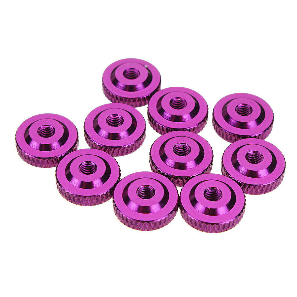 (Purple) 10Pcs M3 Knurled Thumb Nut w/ Collar Screw Spacer Washer Aluminum Alloy Multicolor