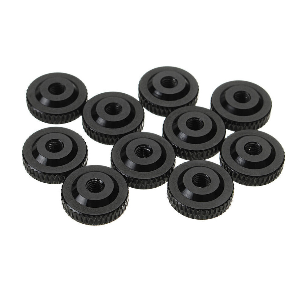 (Black) 10Pcs M3 Knurled Thumb Nut w/ Collar Screw Spacer Washer Aluminum Alloy Multicolor