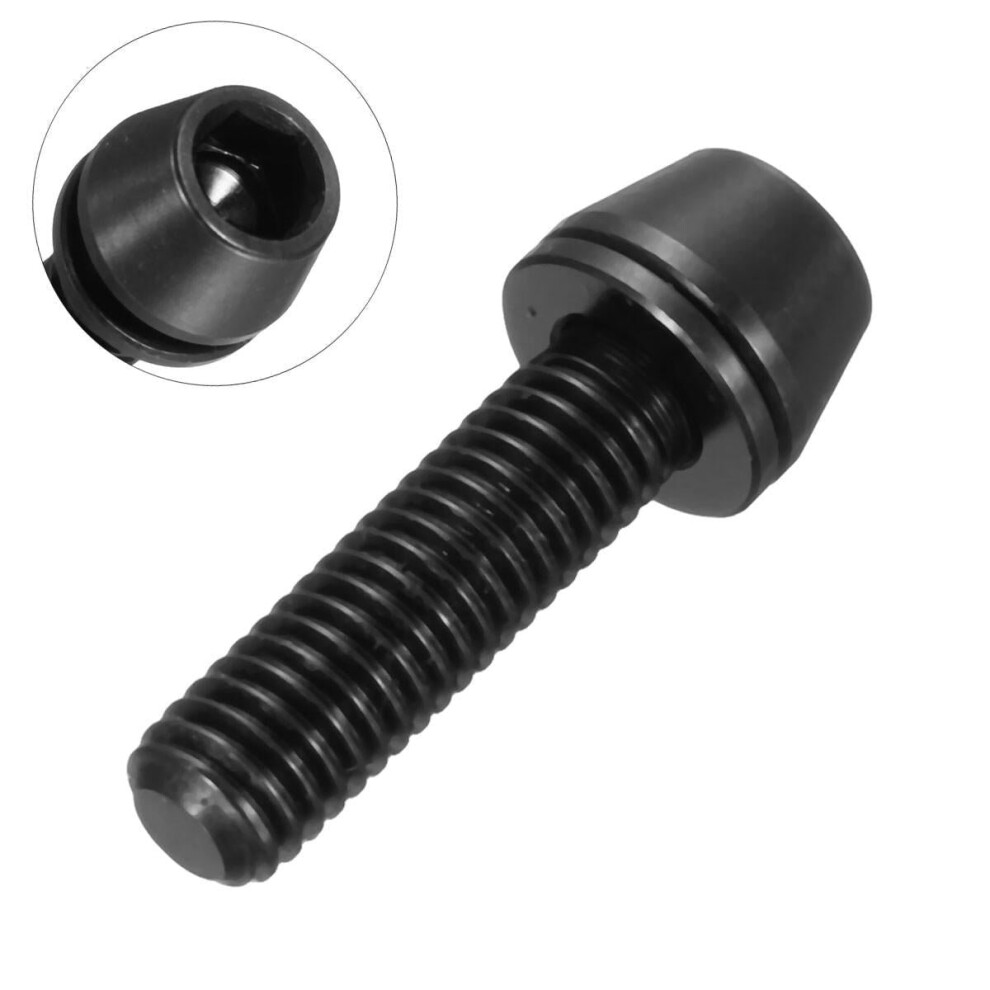 (Black) M5x16mm Titanium Ti Bolts Allex Hex Stem Tapered Head Screw with Washer