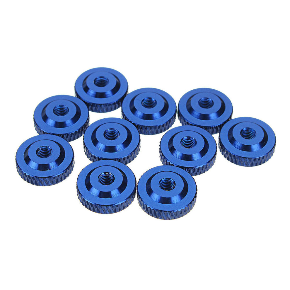 (Royal Blue) 10Pcs M3 Knurled Thumb Nut w/ Collar Screw Spacer Washer Aluminum Alloy Multicolor