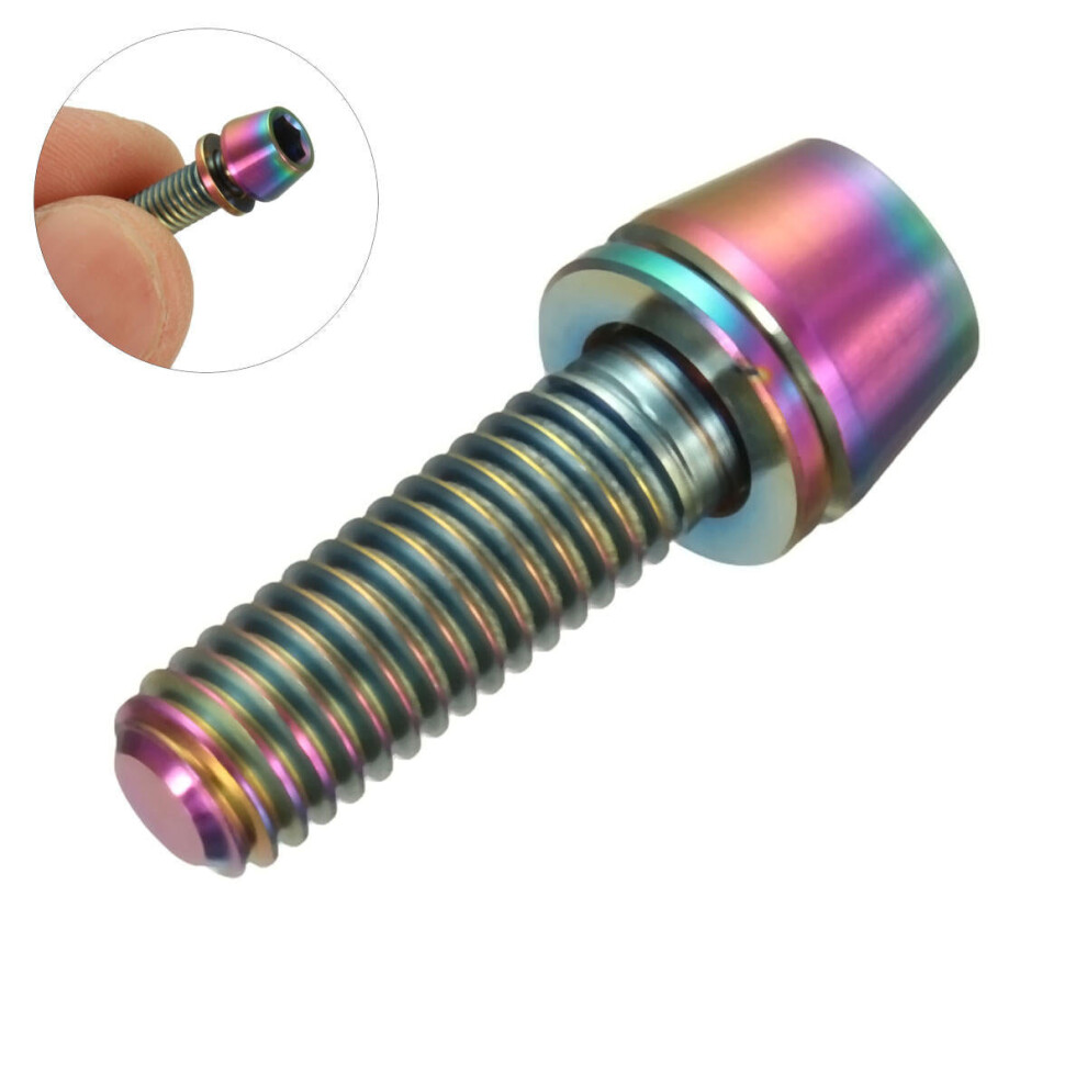 (Colorful) M5x16mm Titanium Ti Bolts Allex Hex Stem Tapered Head Screw With Washer 6112212025802