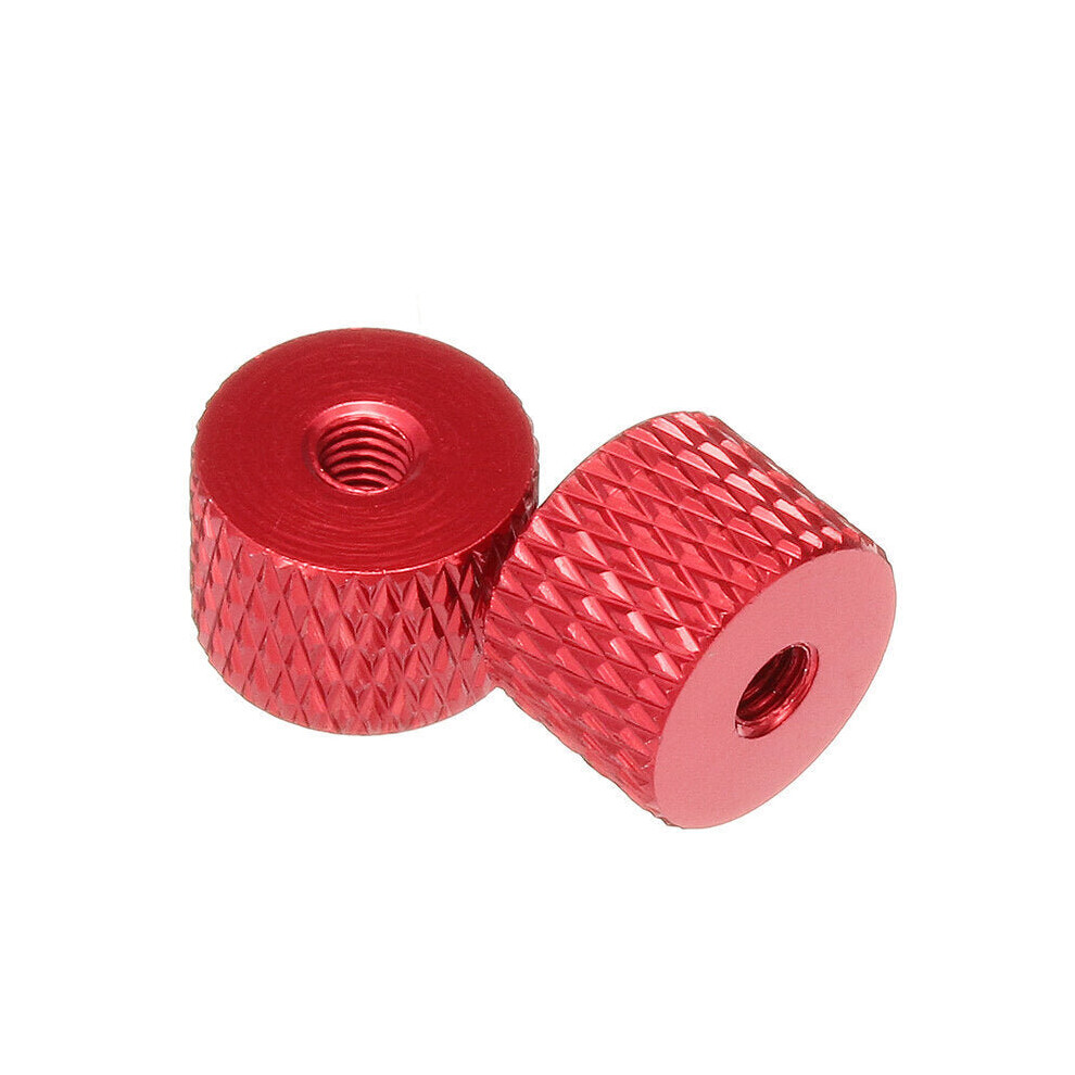 (Red) 10Pcs M3 Knurled Thumb Nut Thread Grommet Gasket Washer Spacer Multi-color Aluminum Alloy