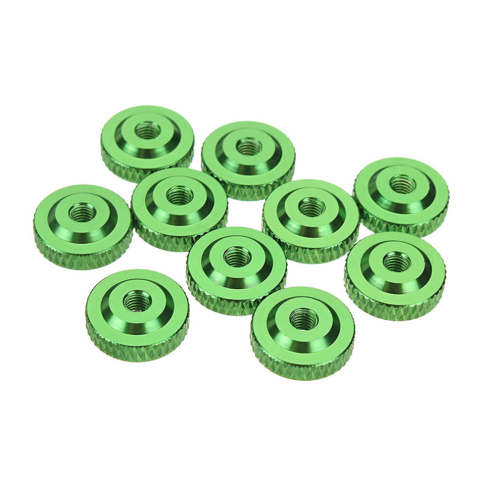 (Green) 10Pcs M3 Knurled Thumb Nut w/ Collar Screw Spacer Washer Aluminum Alloy Multicolor