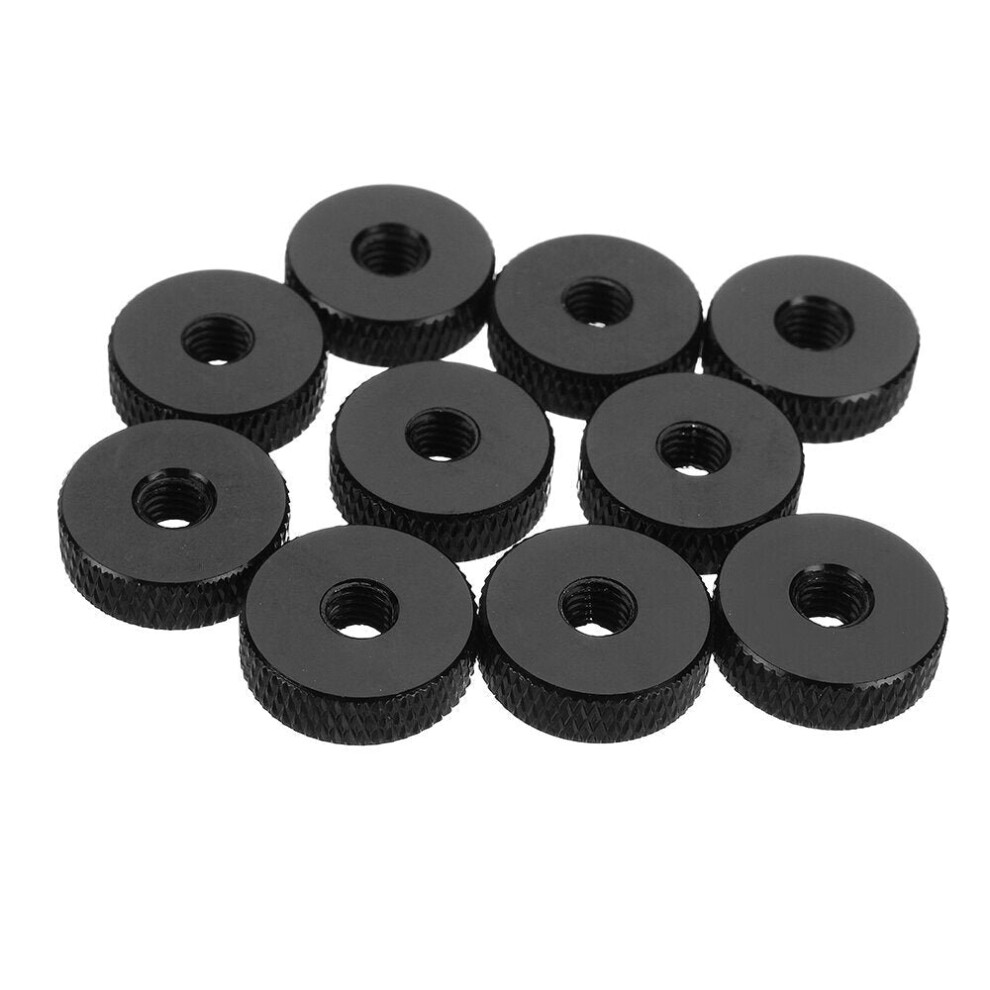 (Black) 10Pcs M5 Manual Knurled Thumb Screw Nut Spacer Flat Washer Aluminum Alloy Multicolor