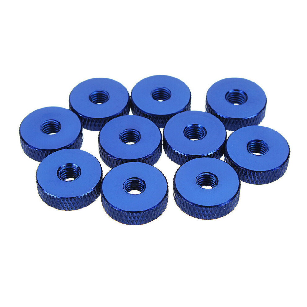 (Royal Blue) 10Pcs M5 Manual Knurled Thumb Screw Nut Spacer Flat Washer Aluminum Alloy Multicolor