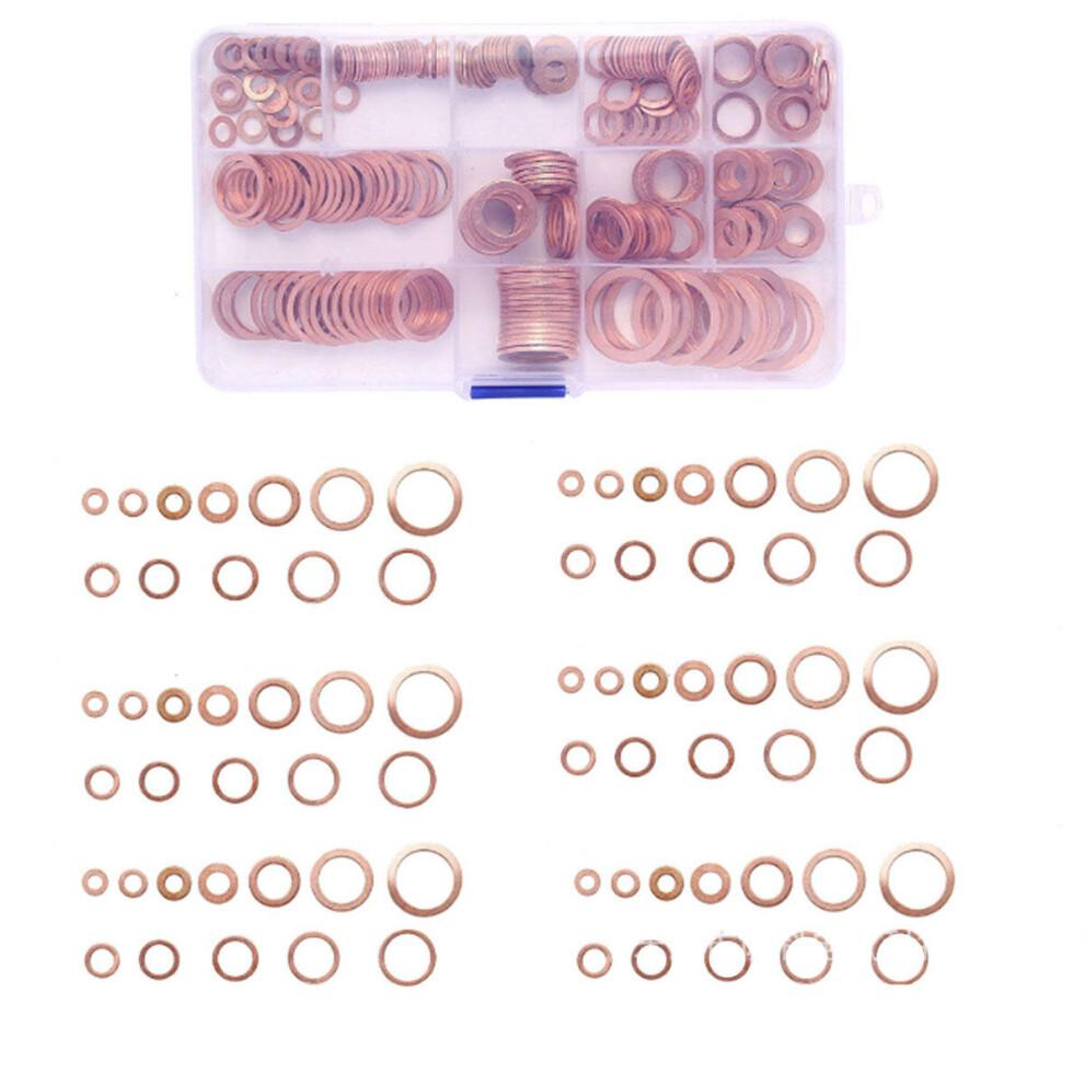 280Pcs/Set Seal Assortment Set Copper Washer Gasket Nut Oil Copper Rings Discs