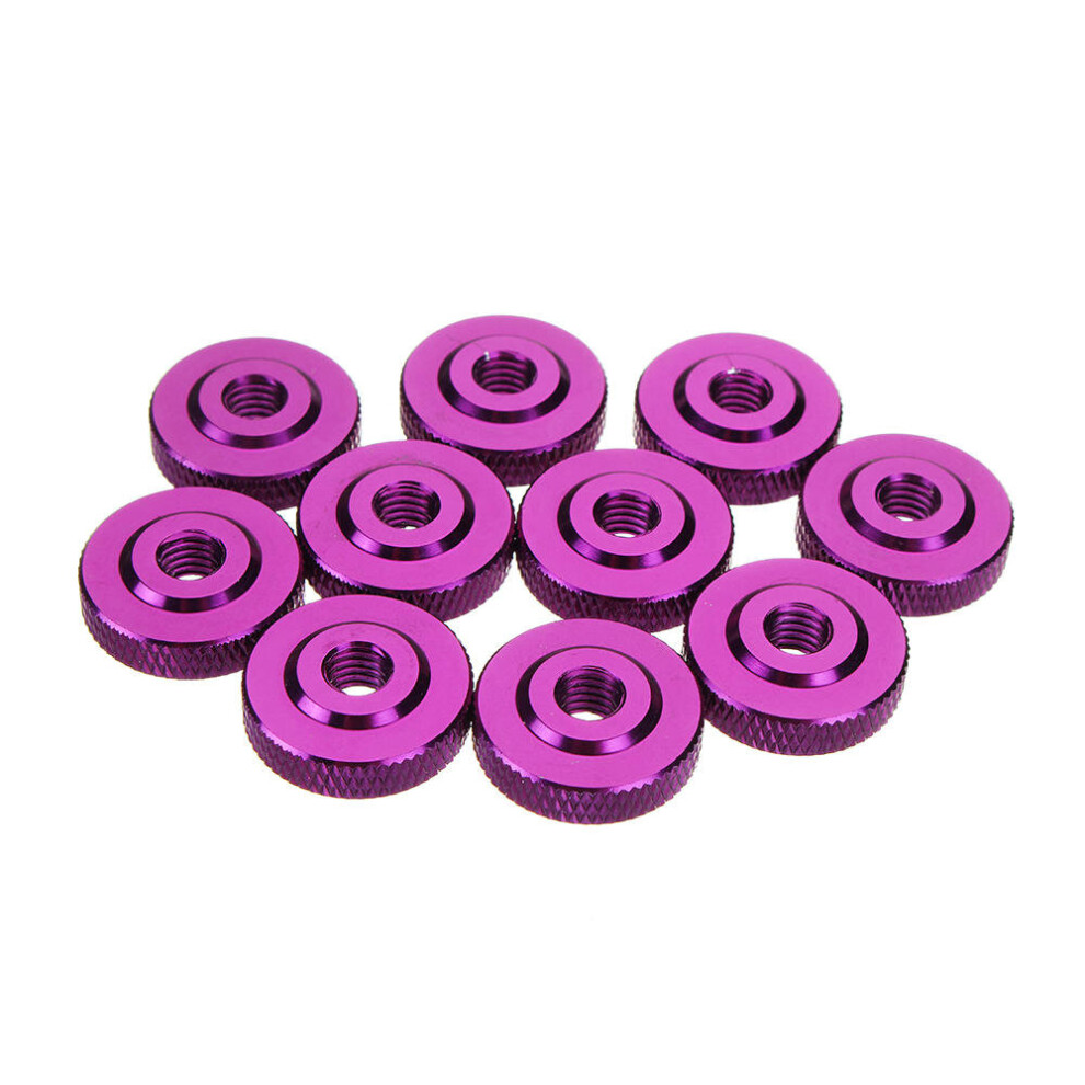 (Purple) 10Pcs M6 Knurled Thumb Nut w/ Collar Screw Spacer Washer Aluminum Alloy Multicolor