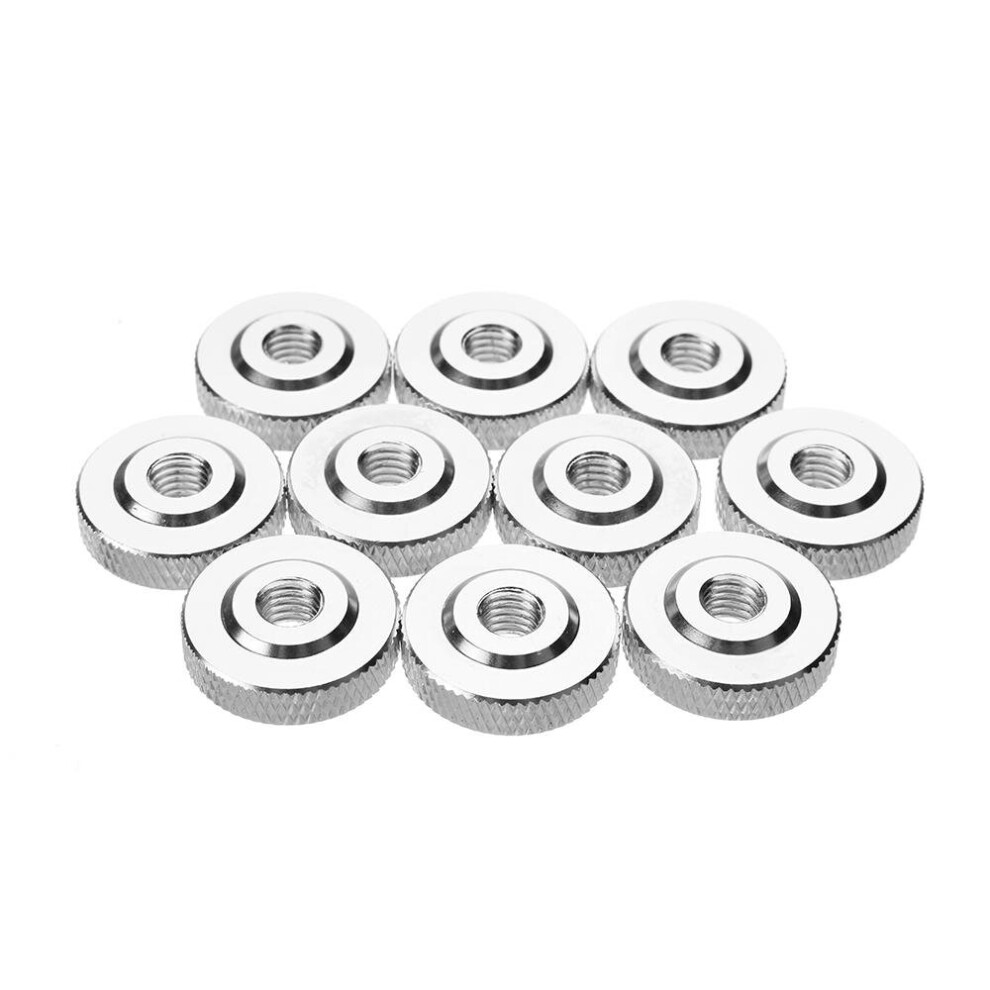 (Silver) 10Pcs M6 Knurled Thumb Nut w/ Collar Screw Spacer Washer Aluminum Alloy Multicolor