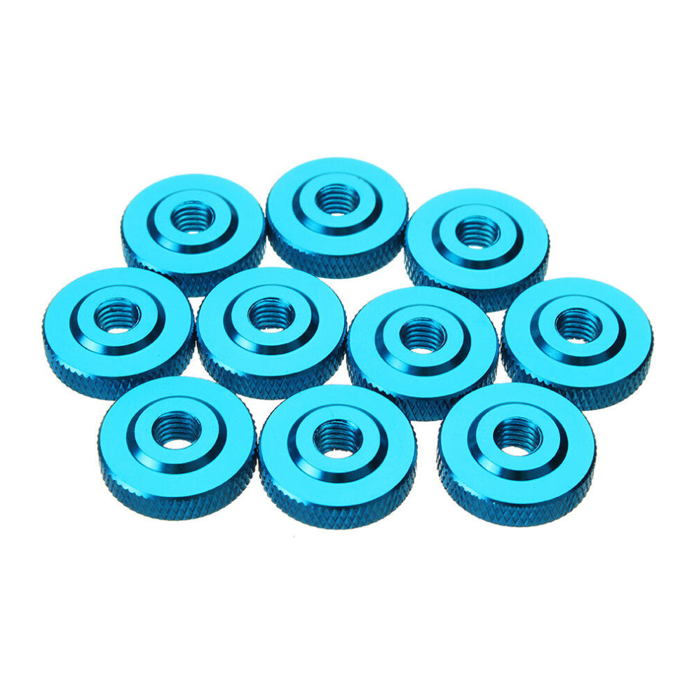 (Light Blue) 10Pcs M6 Knurled Thumb Nut w/ Collar Screw Spacer Washer Aluminum Alloy Multicolor