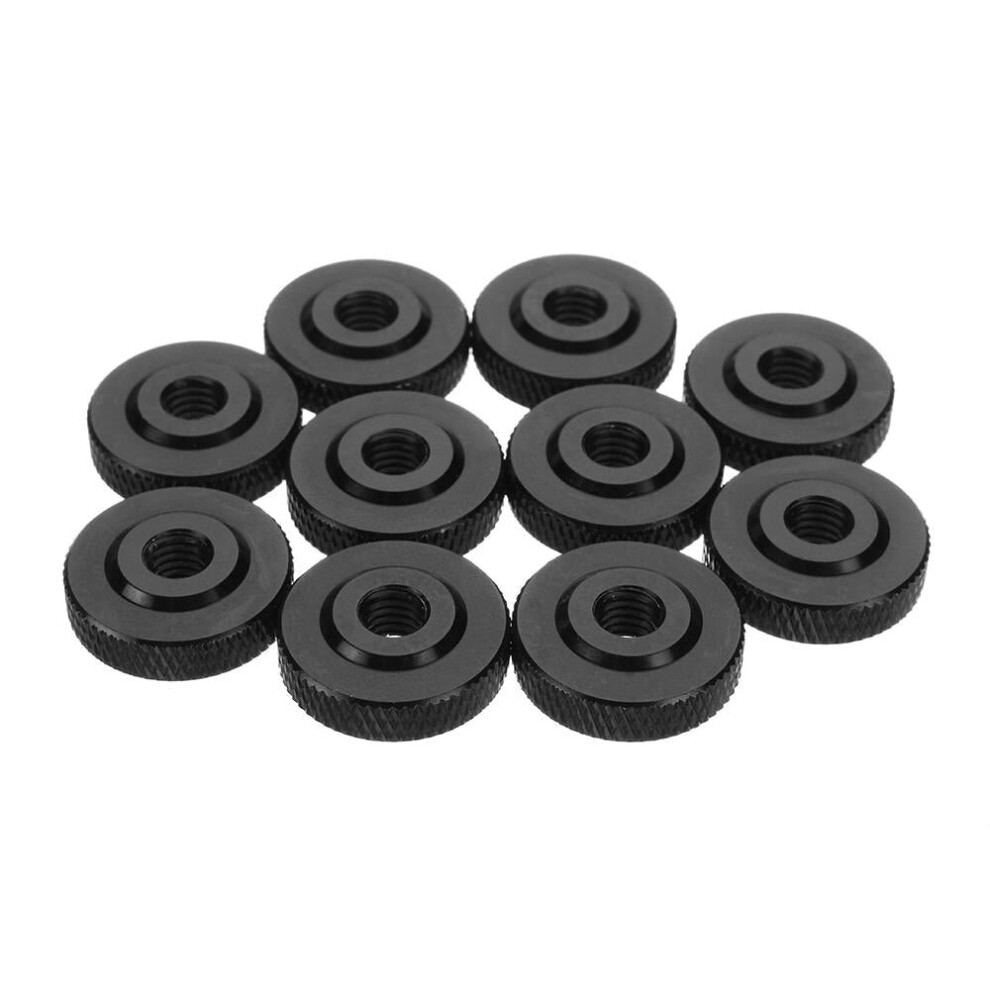 (Black) 10Pcs M6 Knurled Thumb Nut w/ Collar Screw Spacer Washer Aluminum Alloy Multicolor