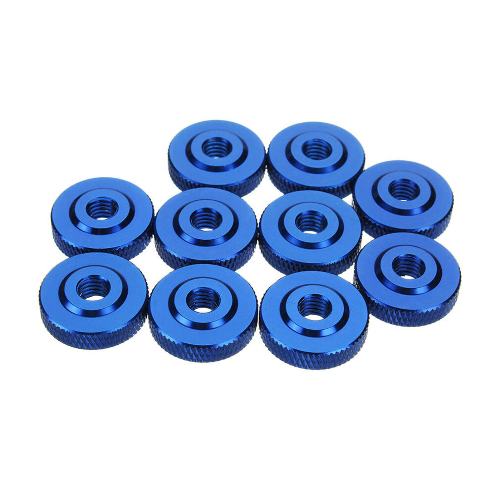 (Royal Blue) 10Pcs M6 Knurled Thumb Nut w/ Collar Screw Spacer Washer Aluminum Alloy Multicolor